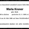 Roth Maria 1909-1985 Todesanzeige